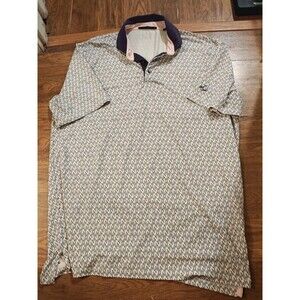Greyson Golf Polo Shirt Mens Medium Geometric Pattern White Performance Logo